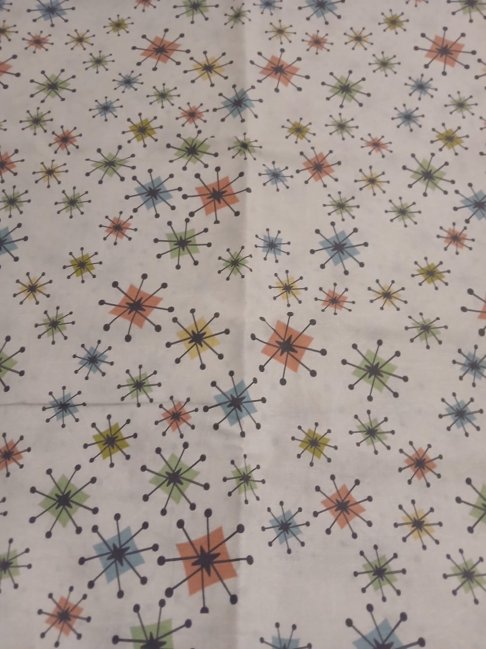 Fabric- Olive Green Sputnik Mid Century Inspired Cotton, 2 yards